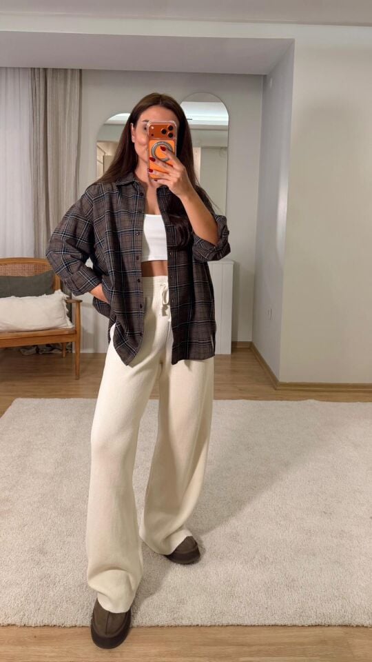 Msm Kareli Gömlek Kahve