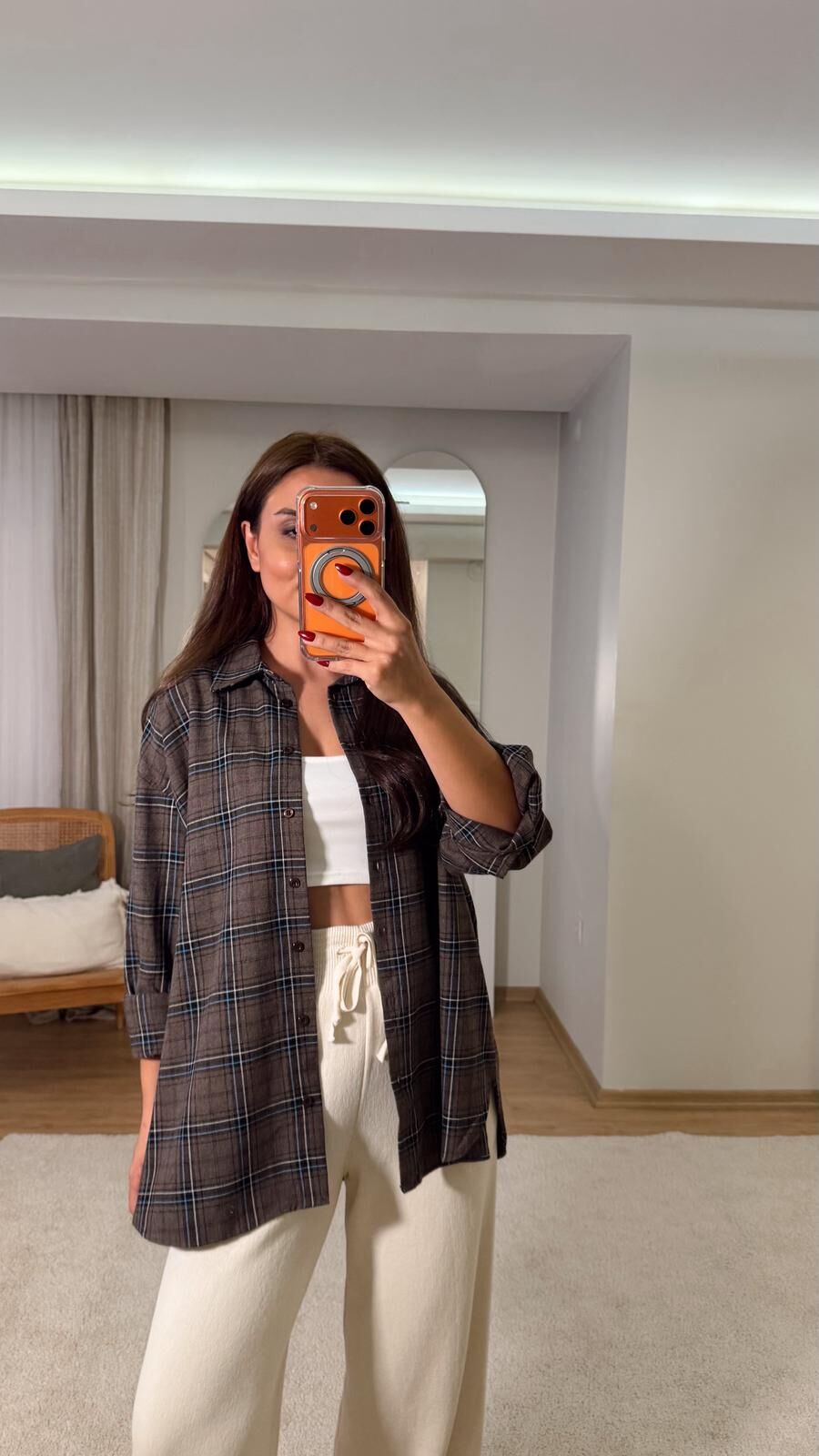 Msm Kareli Gömlek Kahve