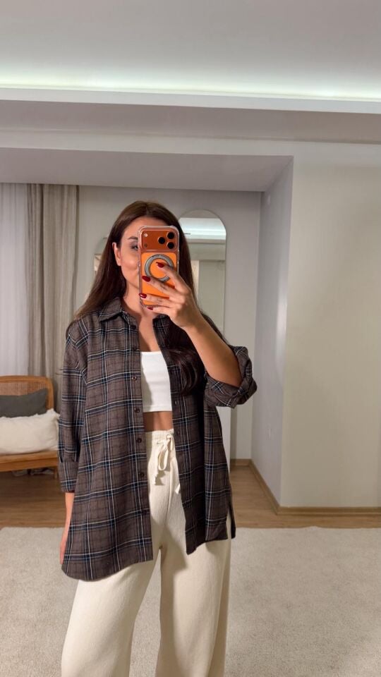 Msm Kareli Gömlek Kahve