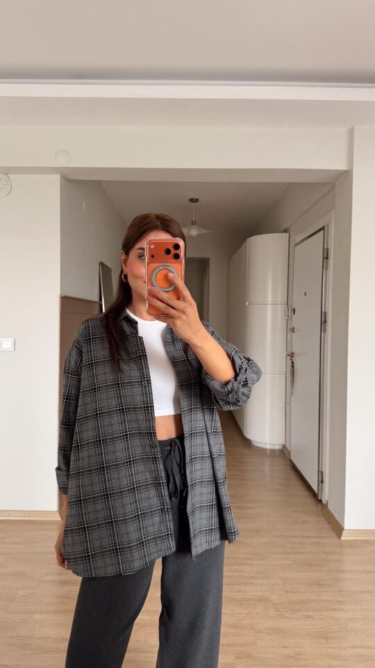 Msm Kareli Gömlek Gri