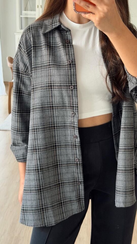 Msm Kareli Gömlek Gri