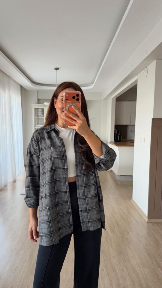 Msm Kareli Gömlek Gri