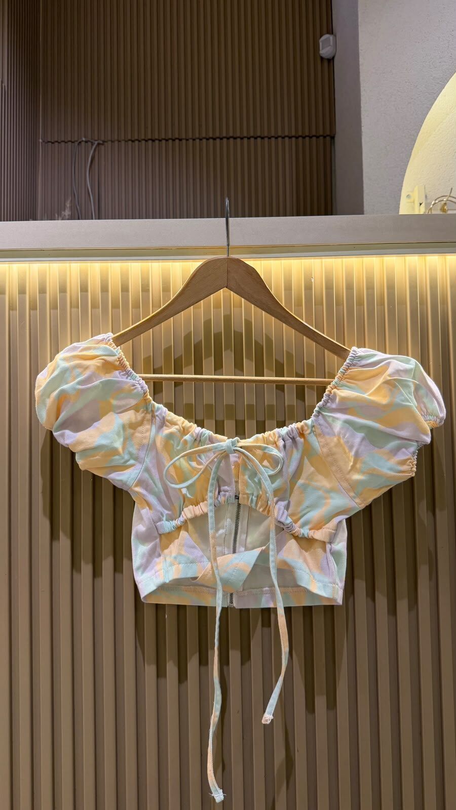 Renkli Desenli Denim Crop