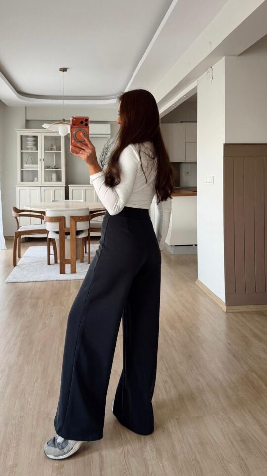 Siyah Dikişli Modal Pantolon