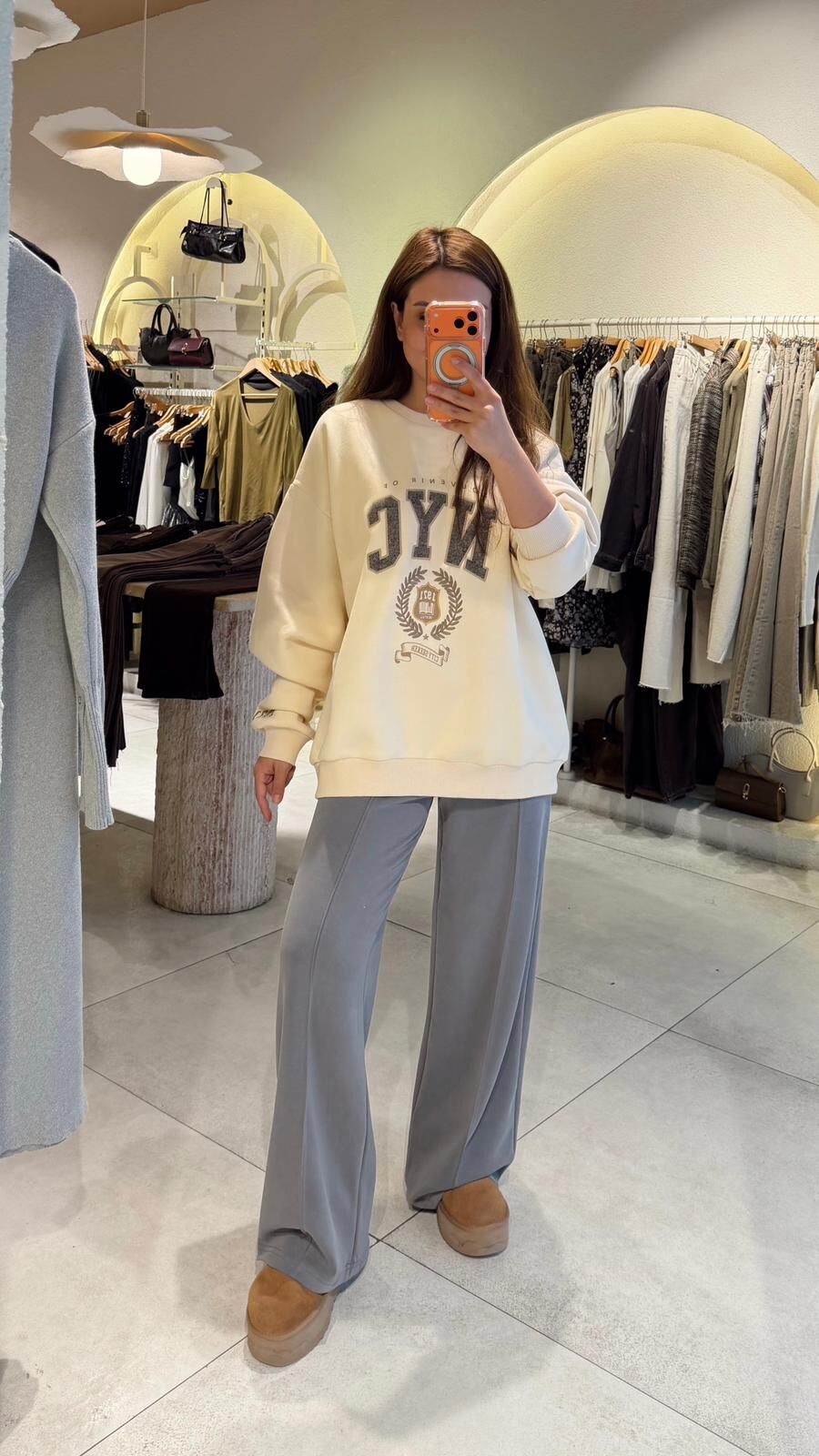 Gri Dikişli Modal Pantolon