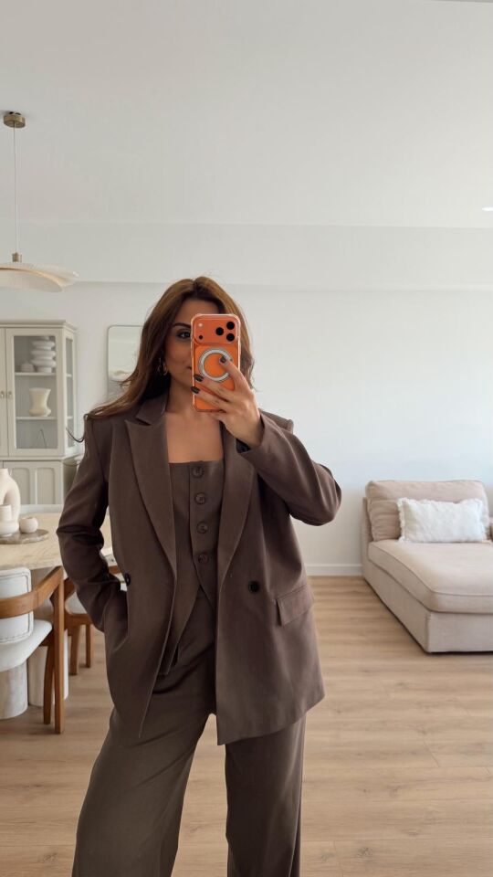 Çift Düğme Kahve Blazer