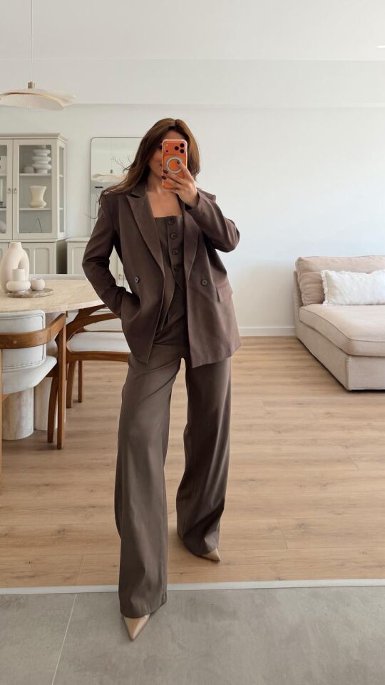 Çift Düğme Kahve Blazer