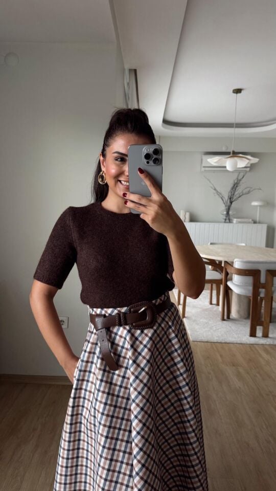 Kısa Kol Kazak Kahve