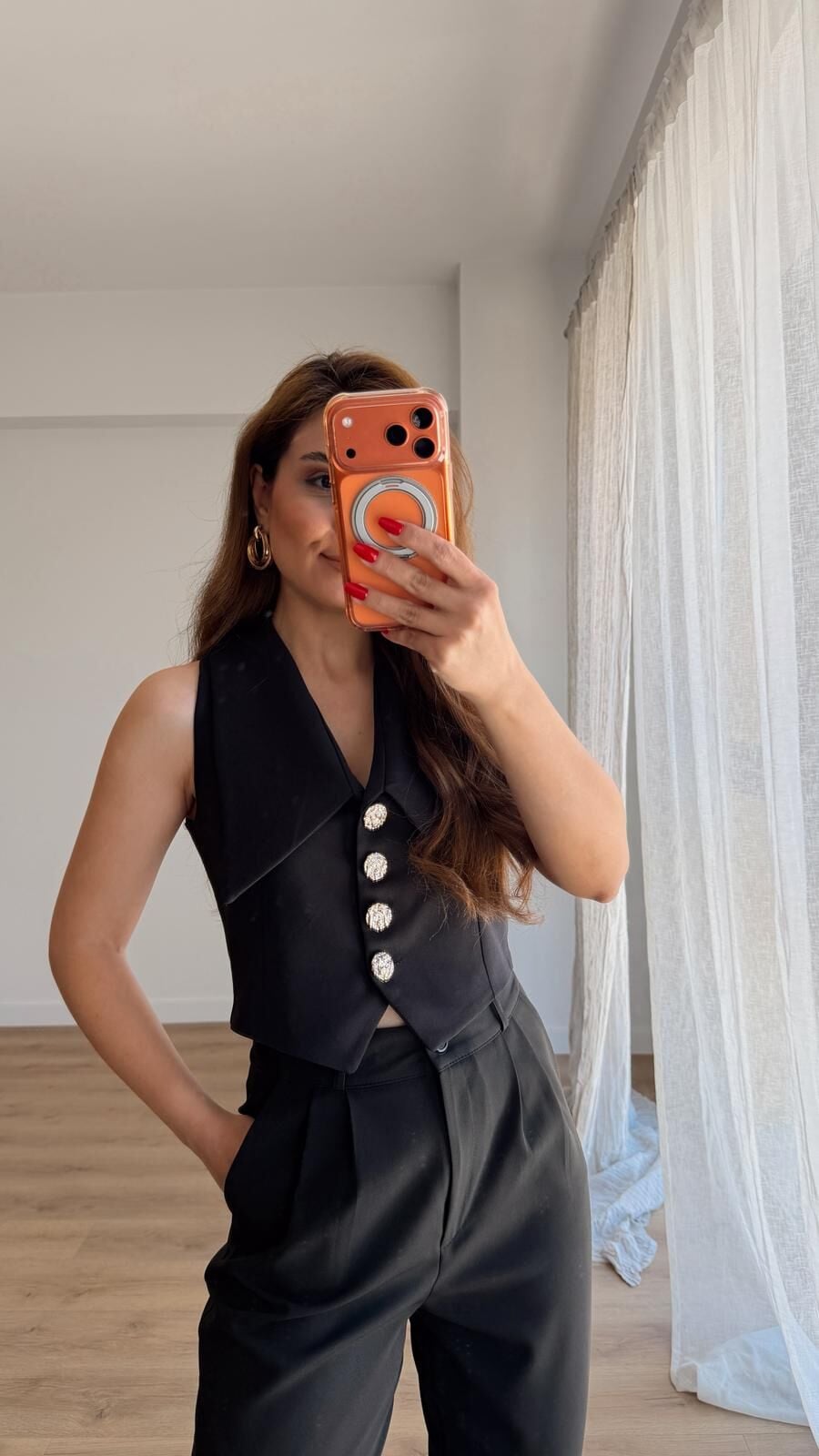Siyah Crop Yelek