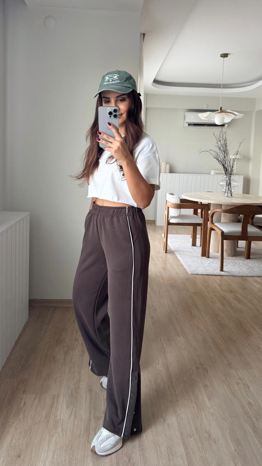 Çıtçıtlı Kahve Pantolon