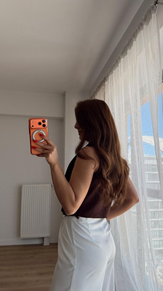 Kahve Crop Yelek