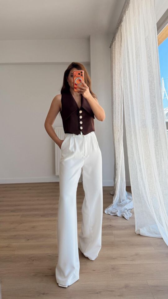 Kahve Crop Yelek