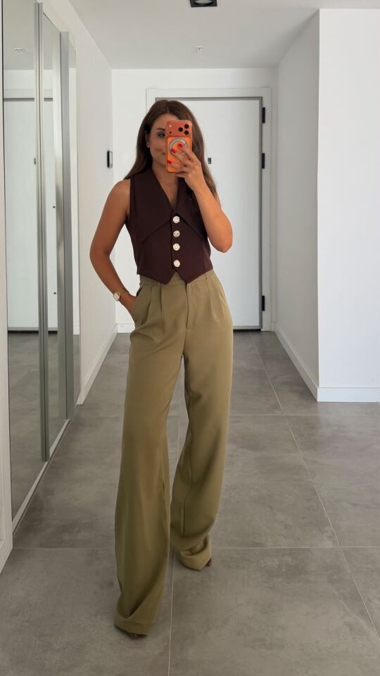 Kahve Crop Yelek