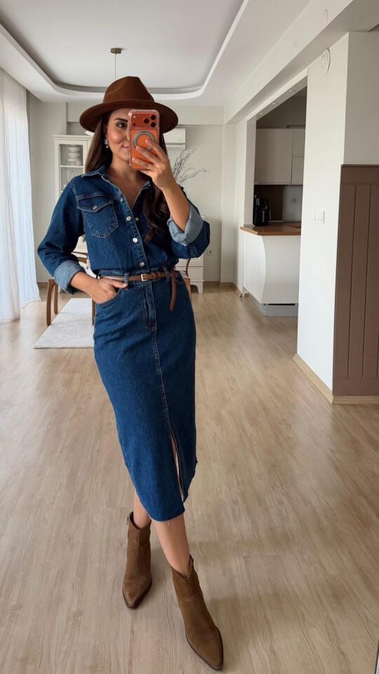 Mavi Denim Midi Elbise
