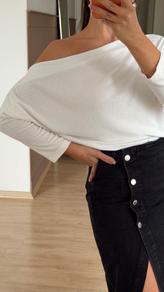 Msm Kayık Yaka Triko Ekru