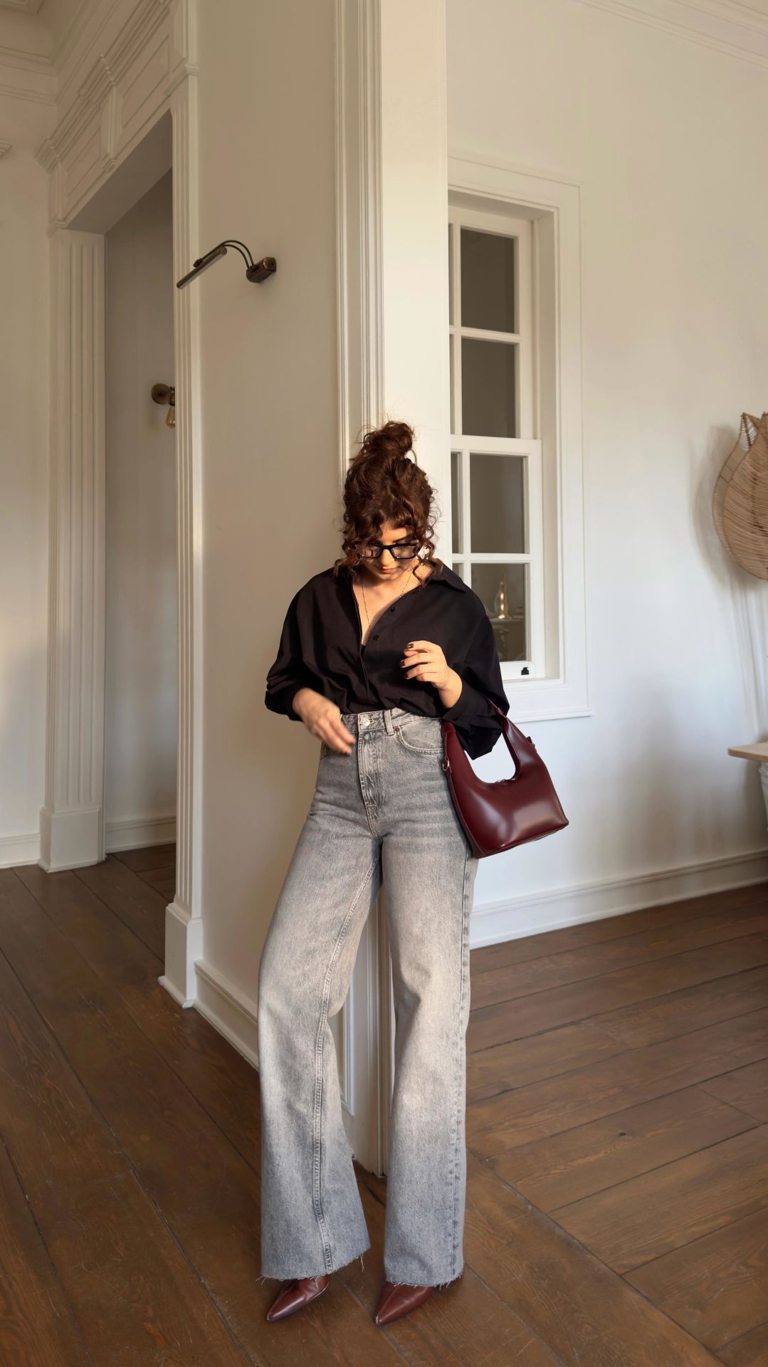 Taşlamalı Gri Straight Jean