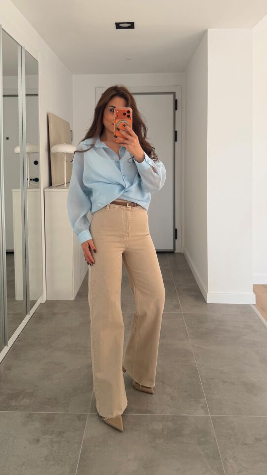 Bej Straight Jean