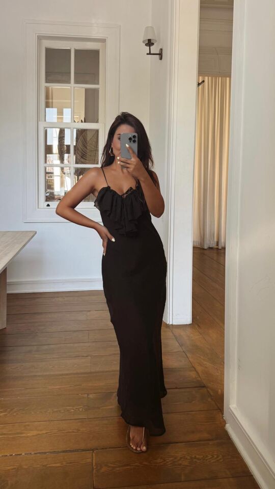 Volanlı Kahve Elbise