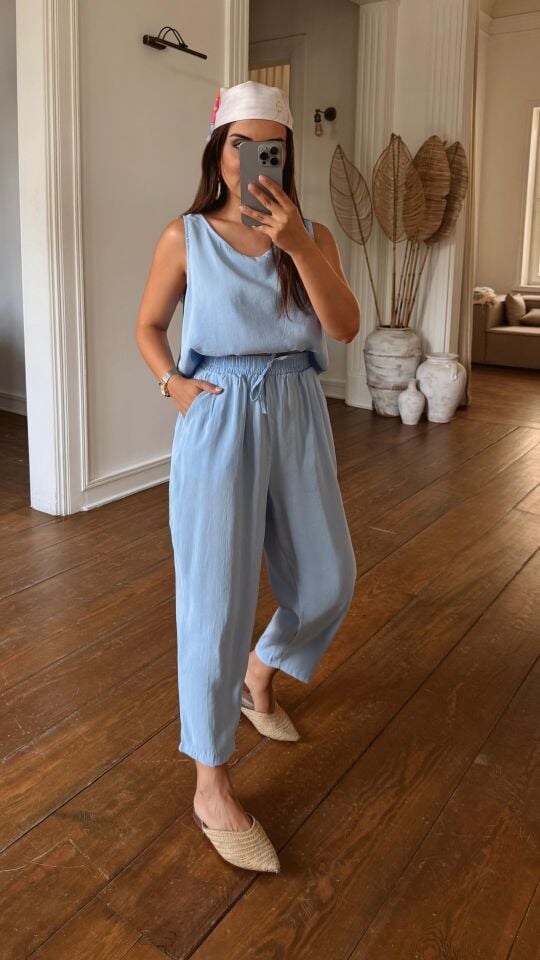 Kolsuz Bluz Takım Mavi