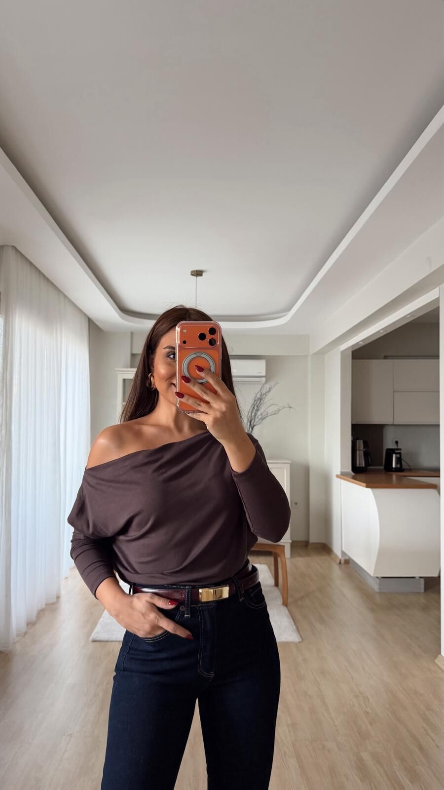 Msm Kayık Yaka Triko Kahve