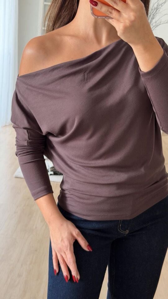 Msm Kayık Yaka Triko Kahve