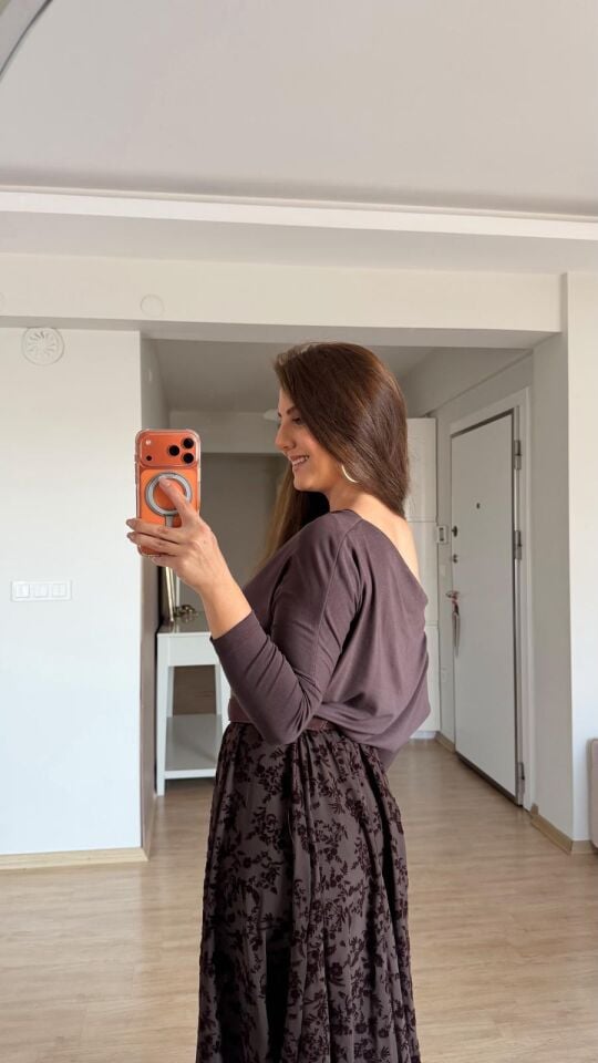 Msm Kayık Yaka Triko Kahve