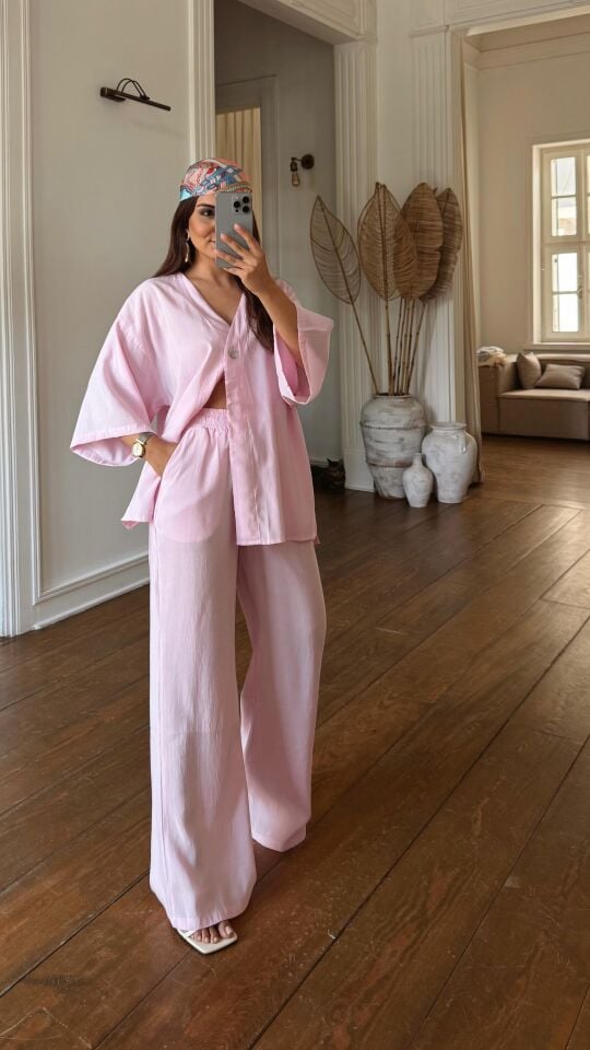 Tek Düğmeli Takım Pembe