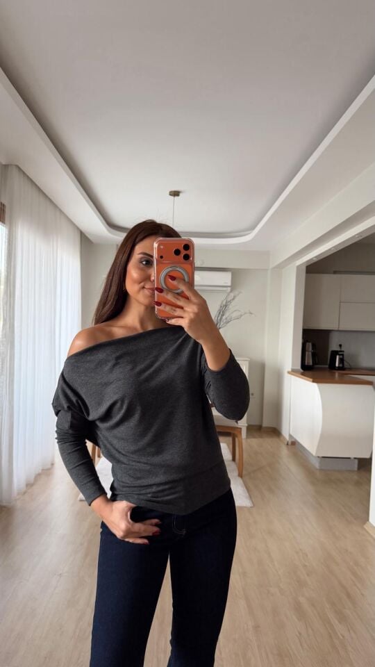 Msm Kayık Yaka Triko Antrasit