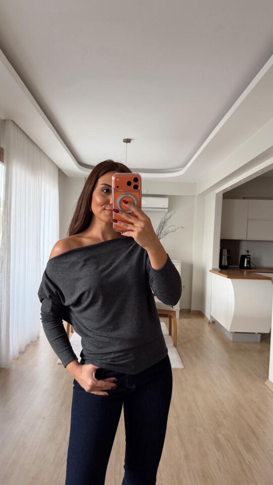 Msm Kayık Yaka Triko Antrasit