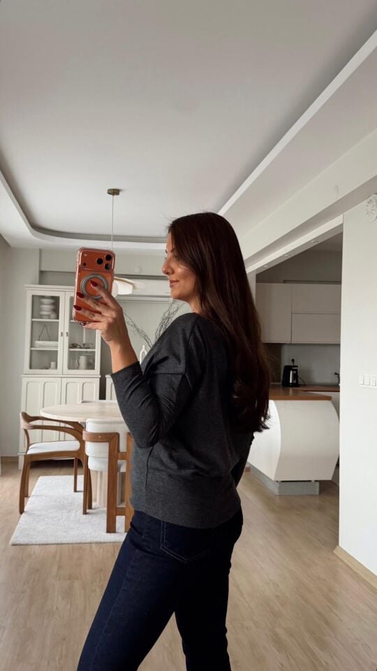 Msm Kayık Yaka Triko Antrasit