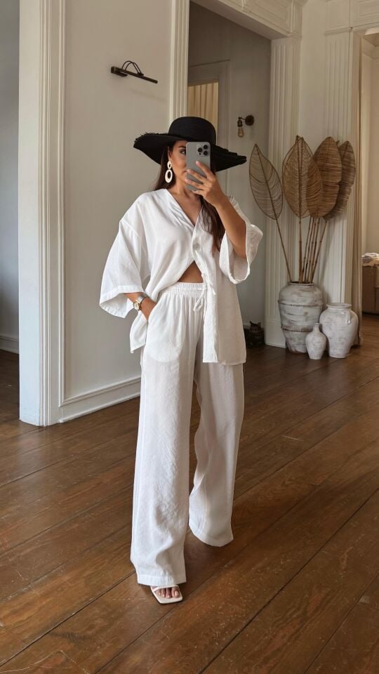 Tek Düğmeli Takım Beyaz