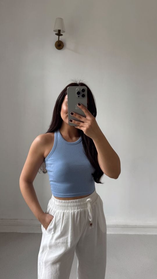 Fitilli Crop Atlet Mavi