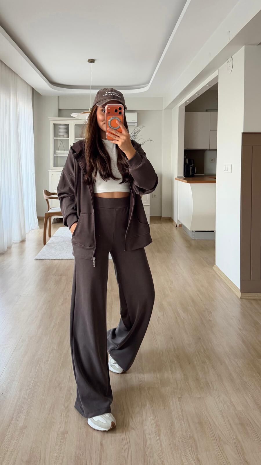 Kapüşonlu Ceket Takım Kahve