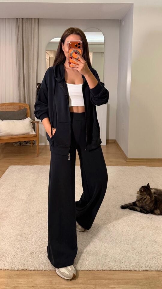 Kapüşonlu Ceket Takım Antrasit