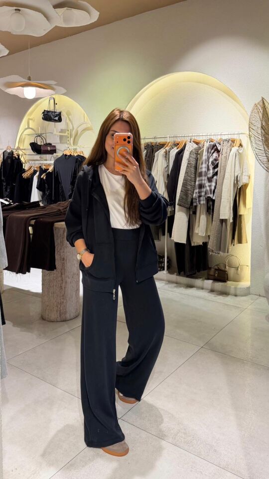 Kapüşonlu Ceket Takım Antrasit