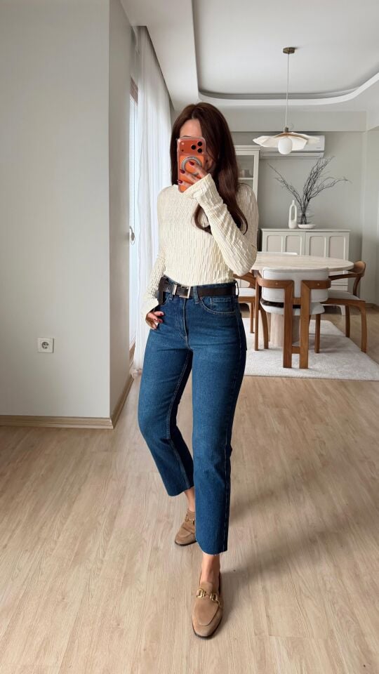 Koyu Mavi Kesik Jean 2402