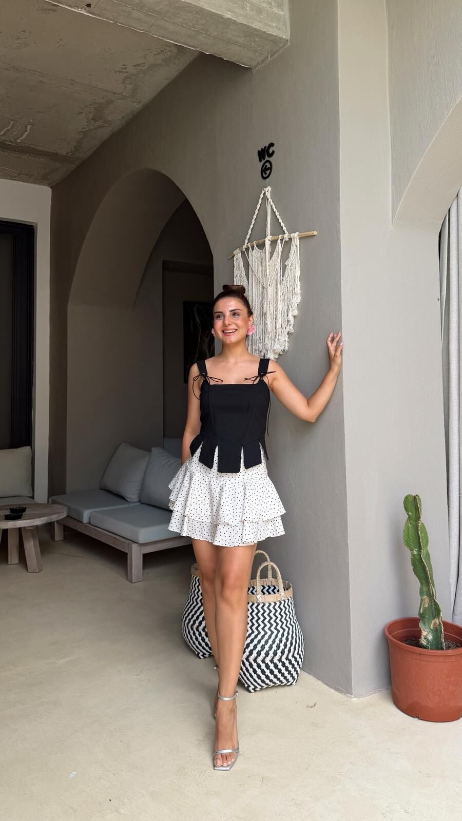 Puantiyeli Katlı Etek