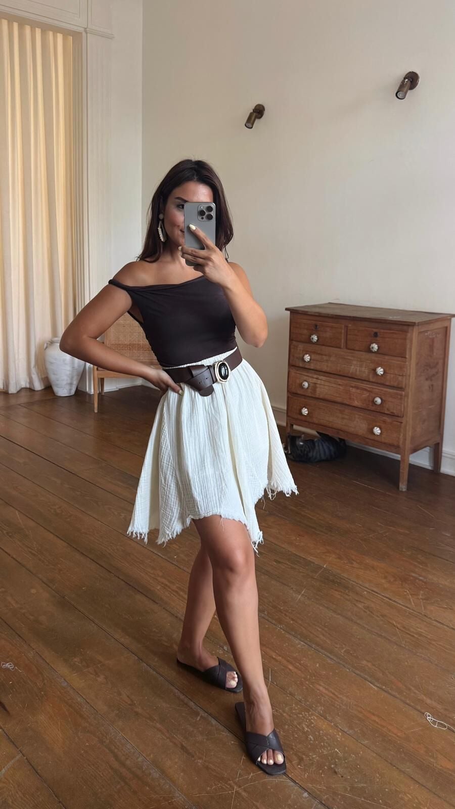 Asimetrik Müslin Mini Etek