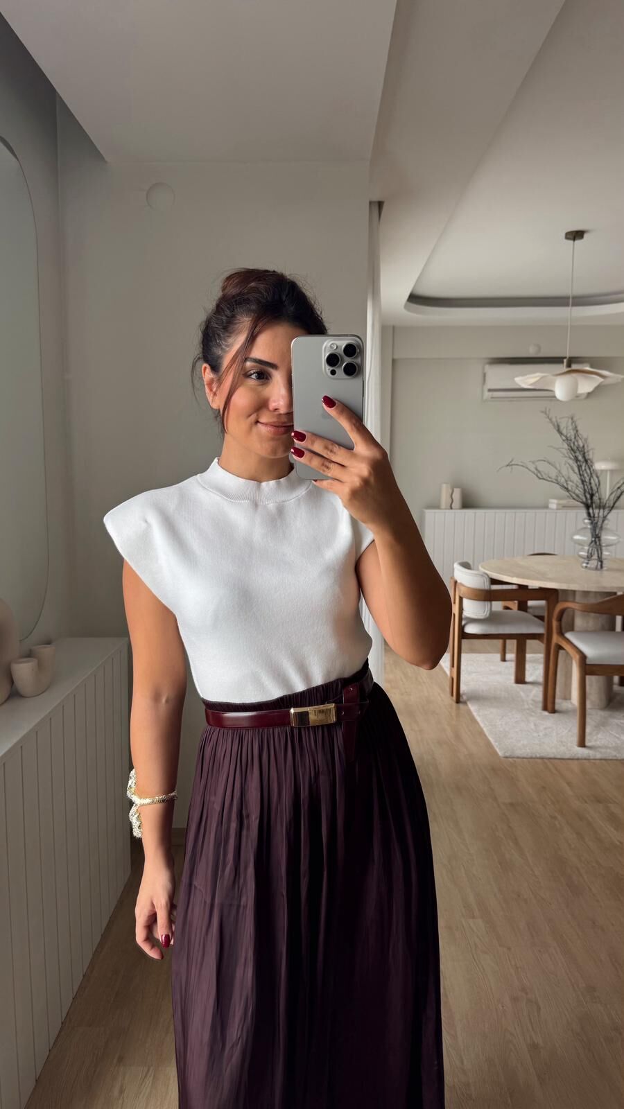 Dik Yaka Vatkalı Triko Ekru