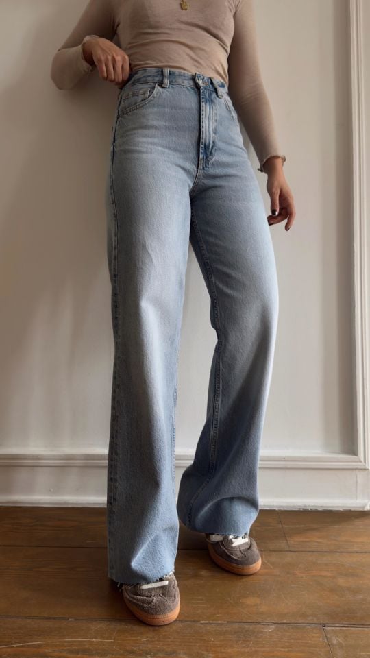 ZR Taşlamalı Straight Jean Mavi