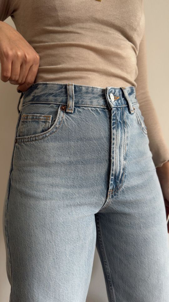 ZR Taşlamalı Straight Jean Mavi