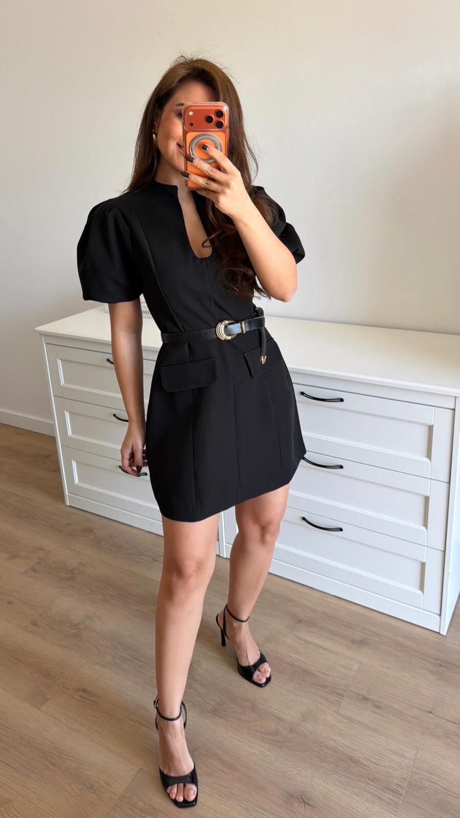 Balon Kol Mini Siyah Elbise