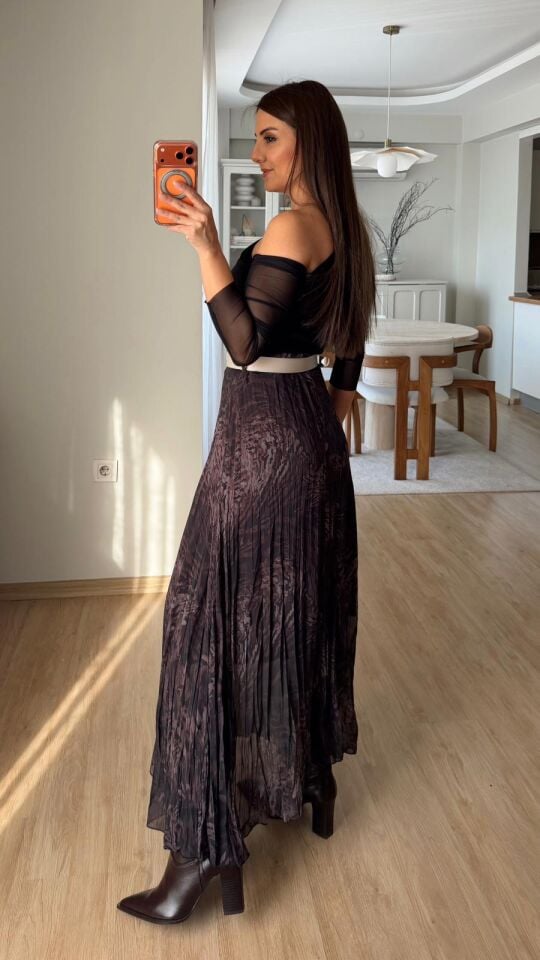 Tek Omuz Mesh Bluz Siyah