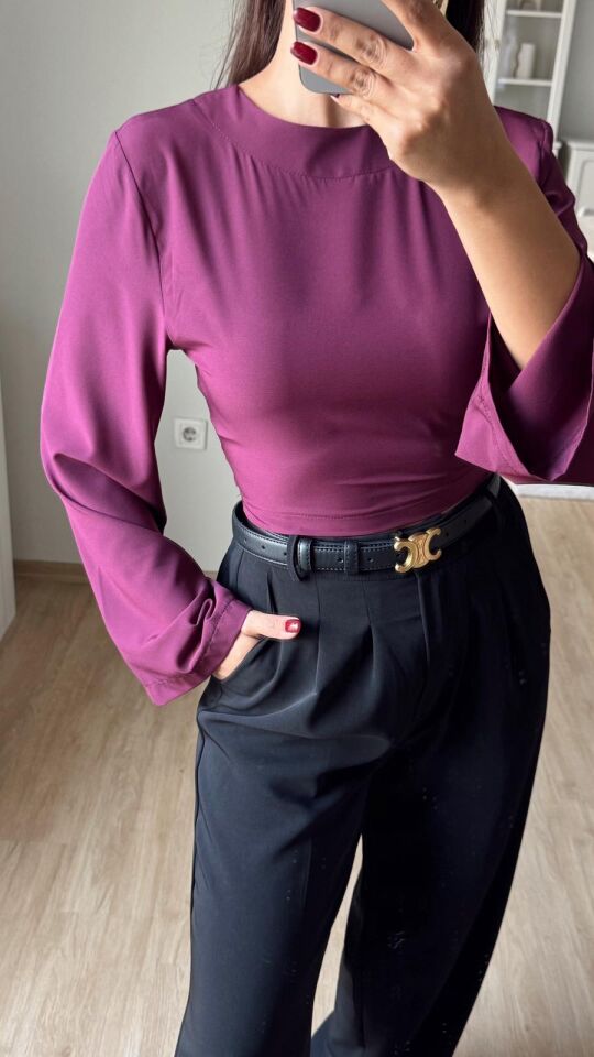 Sırt Detaylı Bluz Bordo