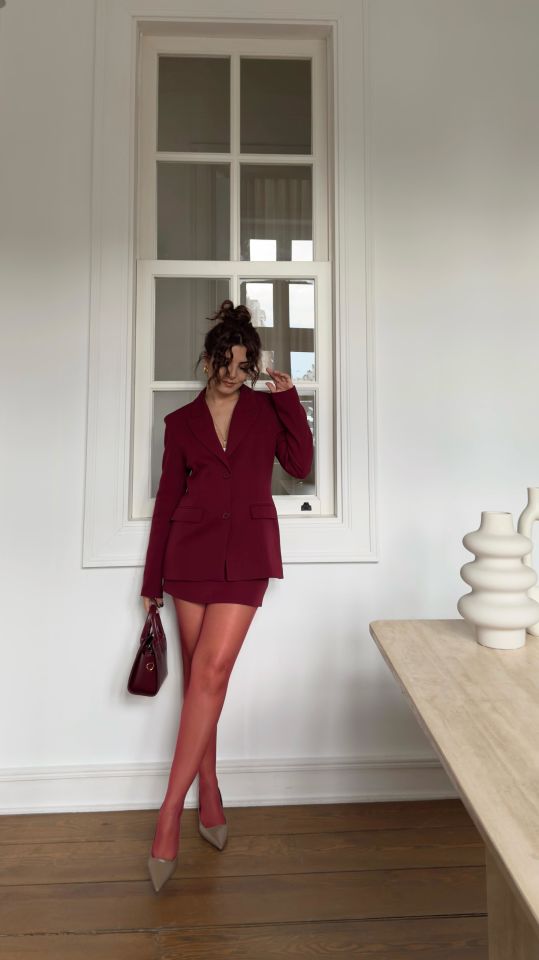 Bordo Etek Ceket Takım