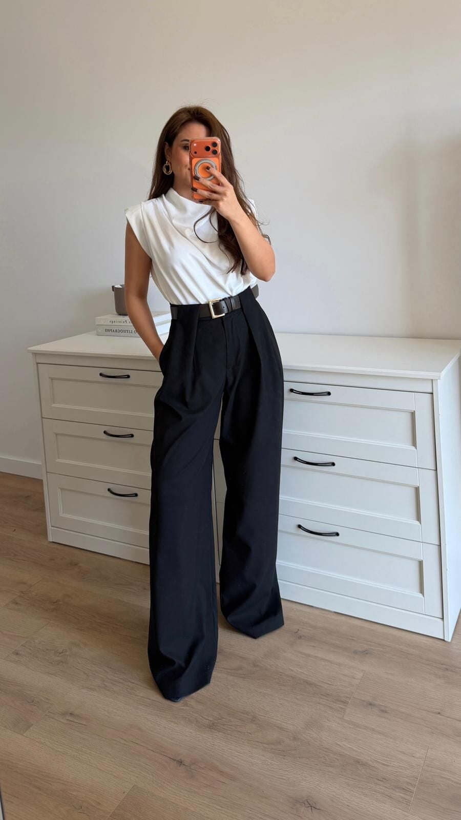 Kalın Bel Bantlı Pantolon Siyah