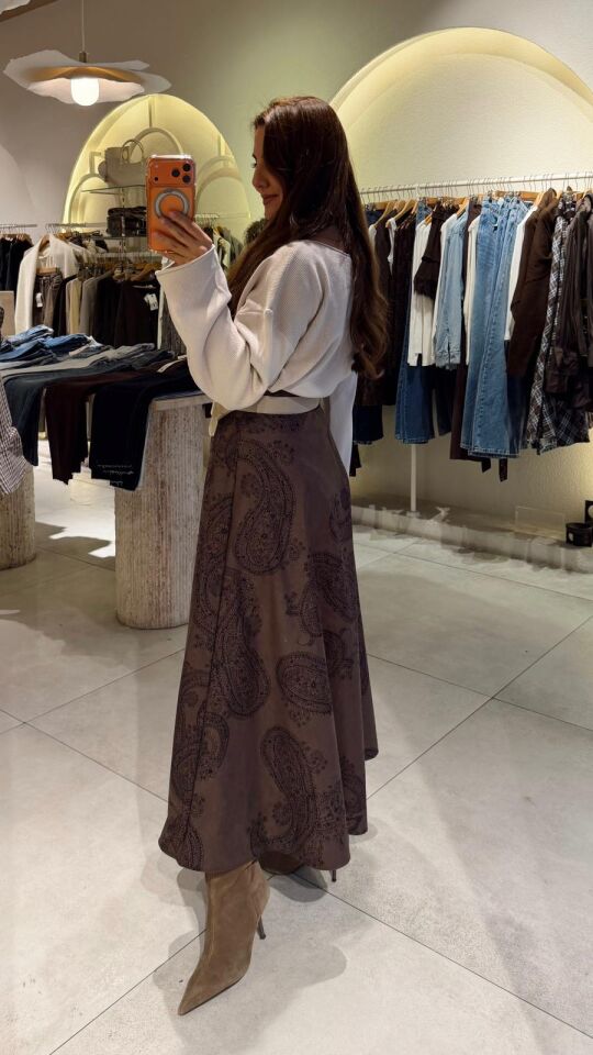 Şal Desen Kahve Etek