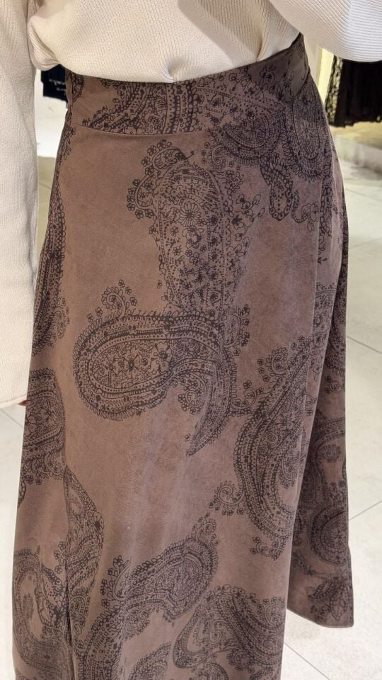 Şal Desen Kahve Etek
