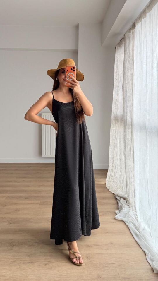Zebra Desen Siyah Elbise
