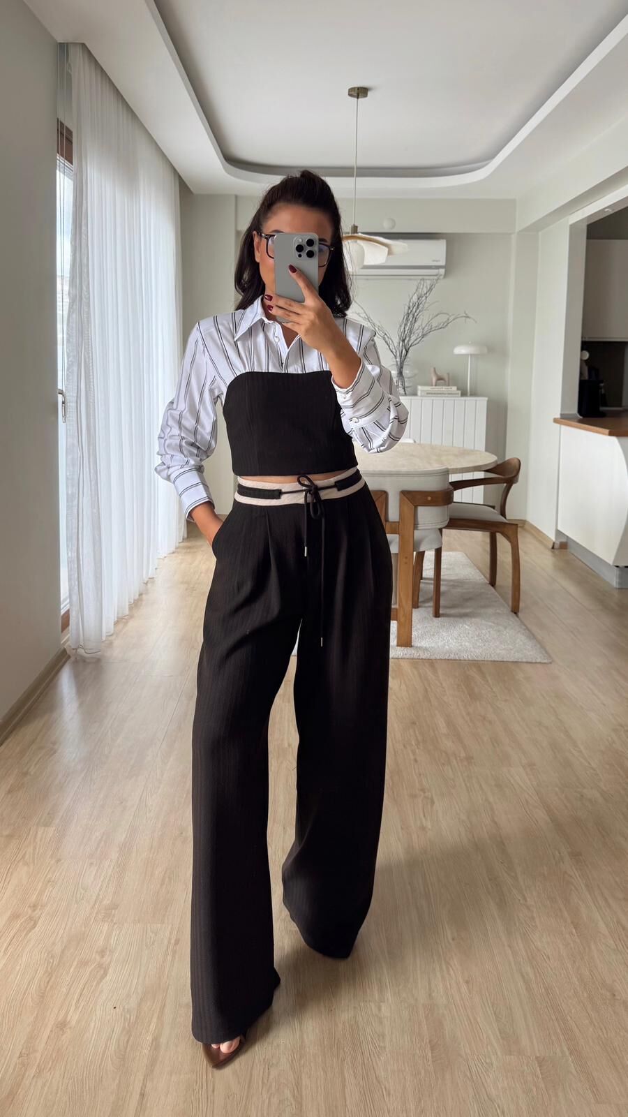 Dina Bağcıklı Kahve Pantolon